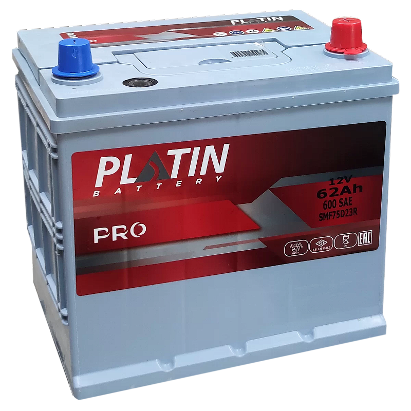 Аккумуляторная батарея 6СТ-63 Ah R+ (SMF 75D23R) PLATIN PRО Asia