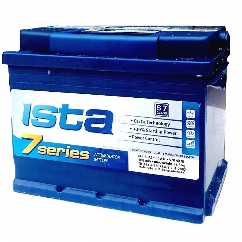 Аккумулятор 6СТ-60 А2Н низк.о.п. ISTA 7 SERIES (600EN)